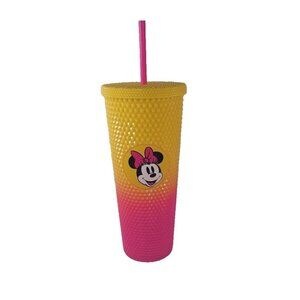 Disney Minnie Mouse Studded 24oz Plastic Cup w/ Straw & Lid - Collectible!